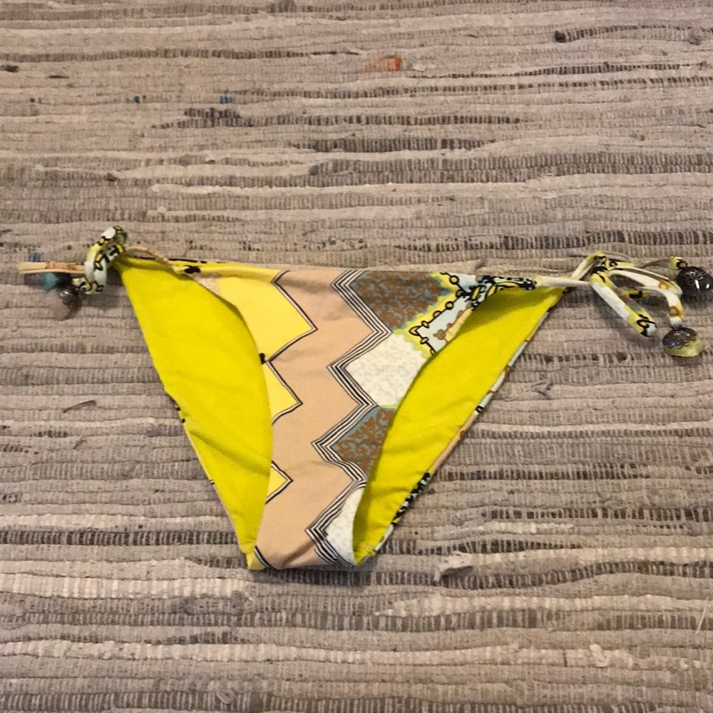 Patterned Bikini Bottom with Stone Detail